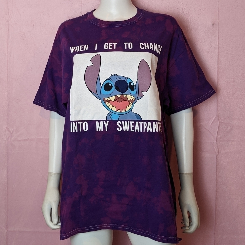 Rue21 Disney Lilo And Stitch Purple Tie Dye Crew Neck Graphic Meme Tee